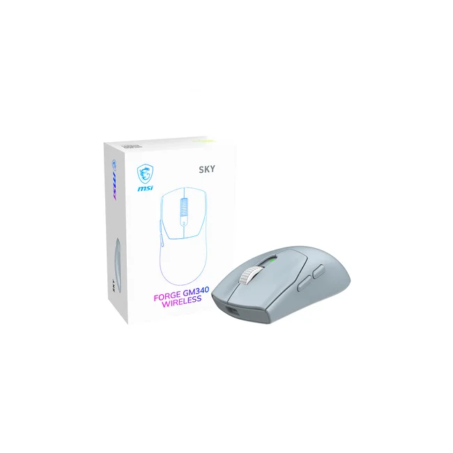 MSI Forge Gm340 Wireless Sky ratón Juego Ambidiestro RF inalámbrico + bluetooth Óptico 12000 DPI