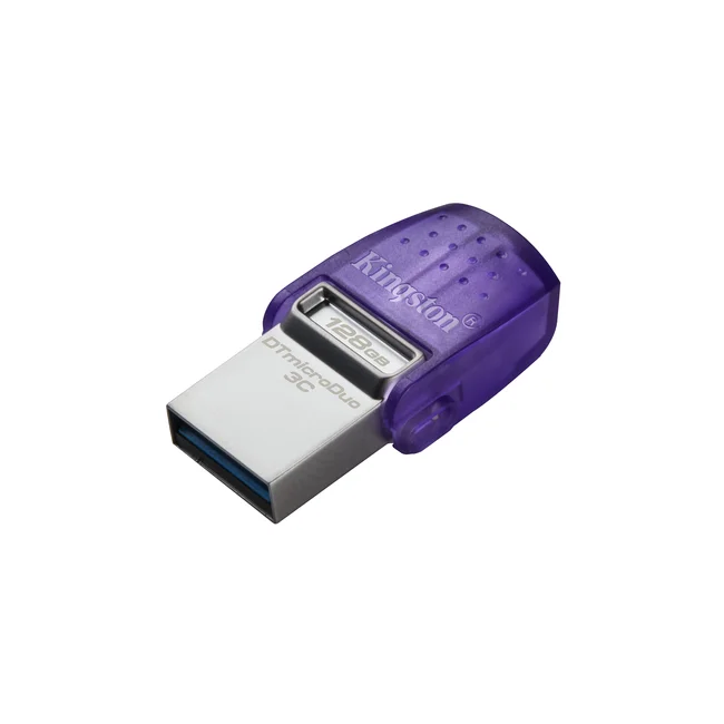 Kingston Technology DataTraveler microDuo 3C unidad flash USB 128 GB USB Type-A / USB Type-C 3.2 Gen 1 (3.1 Gen 1) Acero inoxidable, Púrpura