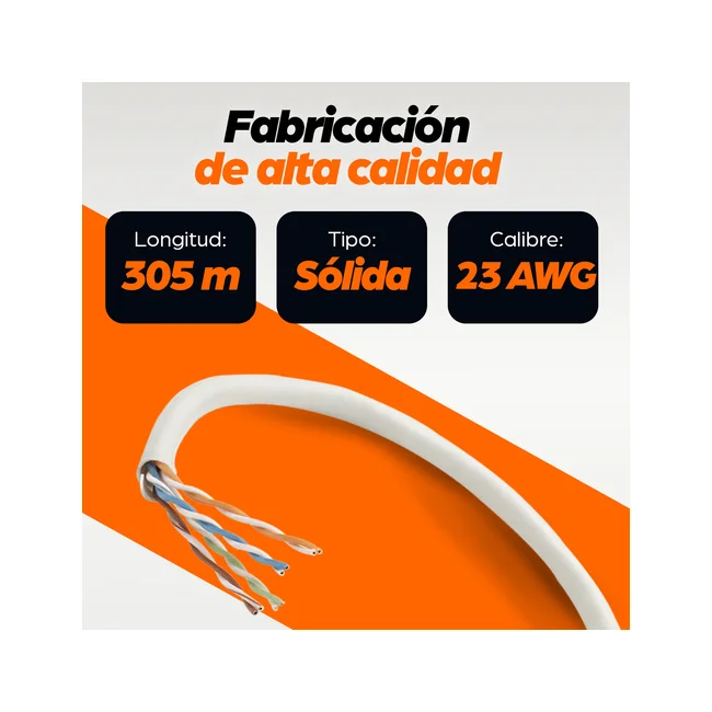 Intellinet BOBINA CABLE UTP DE RED CAT6 CCA ROLLO 305M SOLIDA GRIS, PyME image 13