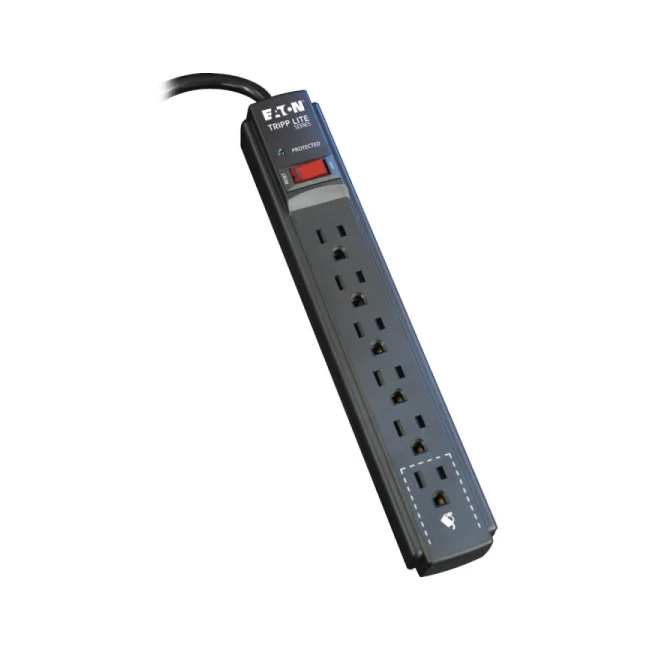 Tripp Lite TLP606B Supresor de Sobretensiones Protect It!, de 6 Tomacorrientes, Cable de 1.83 m [6 pies], 790 Joules, LED de Diagnóstico, Gabinete negro