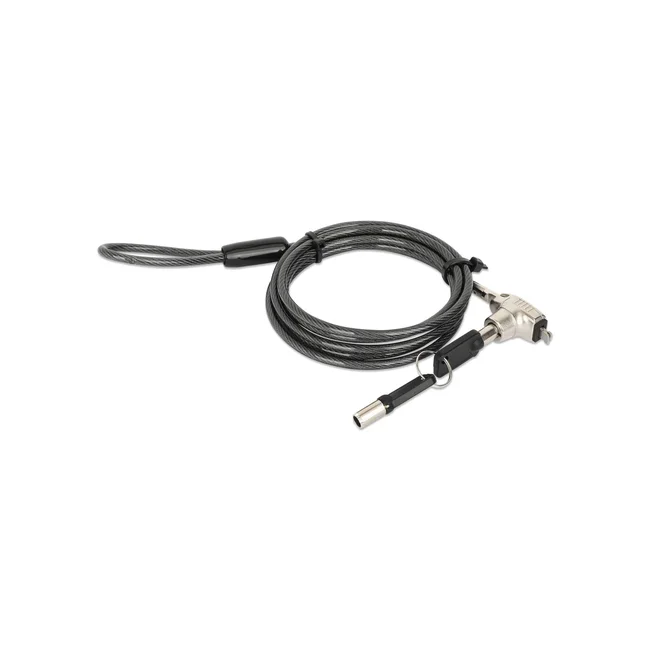 Manhattan Candado de seguridad Nano para laptop, con llave Candado antirrobo para laptop, dos llaves incluidas, cable de acero de 1.5 m (5 pies), cubierta de PVC negra traslúcida, plateado image 7