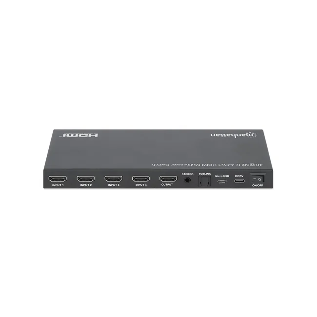 Manhattan Proyecta hasta cuatro fuentes de entrada HDMI en una pantalla de salida HDMI (4x1), múltiples opciones de visualización, incluidas imagen en imagen y pantalla doble/cuádruple, botón o control remoto, audio de 3,5 mm y Toslink, negro image 8