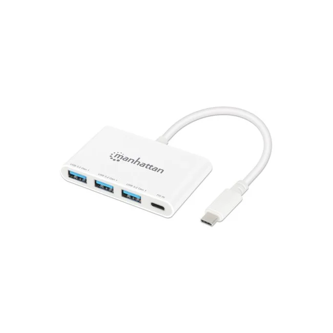 Manhattan 168434 nodo concentrador USB 3.2 Gen 1 (3.1 Gen 1) Type-C 5000 Mbit/s Blanco image 2