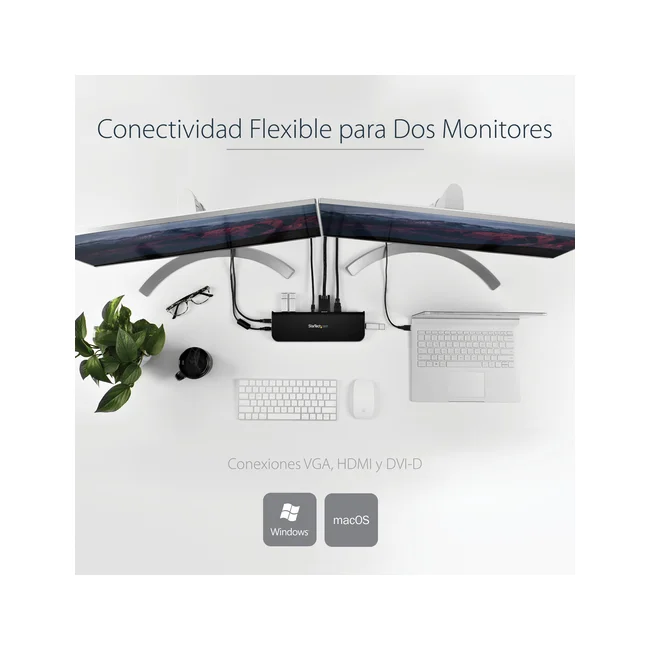 StarTech.com Docking Station USB 3.0 de 2 Monitores para Laptop - HDMI/DVI/VGA - Hub 3x USB-A - GbE - Audio - Replicador de Puertos Universal USB-A - Win/macOS/ChromeOS - TAA image 13