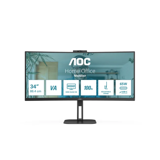 AOC V5 CU34V5CW monitor de computadora 86.4 cm (34") 3440 x 1440 Pixeles Wide Quad HD LED Negro image 2