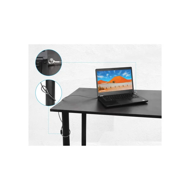 Manhattan Candado de seguridad Nano para laptop, con llave Candado antirrobo para laptop, dos llaves incluidas, cable de acero de 1.5 m (5 pies), cubierta de PVC negra traslúcida, plateado image 8