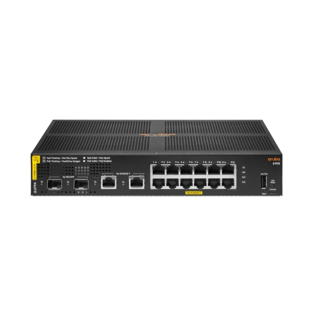 Aruba 6100 12G Class4 PoE 2G/2SFP+ 139W Gestionado L3 Gigabit Ethernet (10/100/1000) Energía sobre Ethernet (PoE) 1U Negro image 4