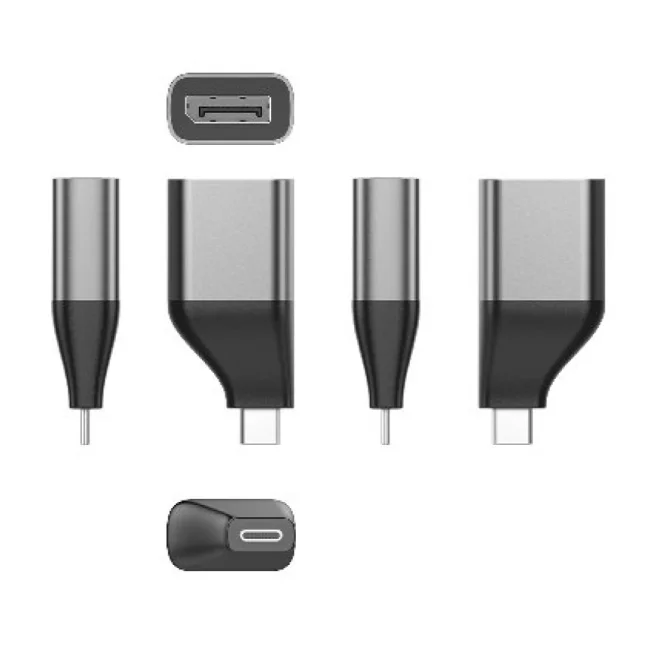 BRobotix 6006122 cambiadores de género de cables USB Type C Display Port Negro, Gris image 5