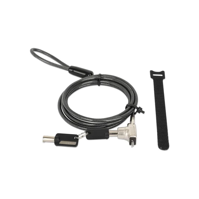 Manhattan Candado de seguridad Nano para laptop, con llave Candado antirrobo para laptop, dos llaves incluidas, cable de acero de 1.5 m (5 pies), cubierta de PVC negra traslúcida, plateado image 6