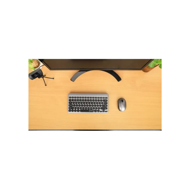 Manhattan Un solo receptor USB-A Nano para ambos, teclado inalámbrico con 12 teclas multimedia/función, mouse óptico ambidiestro con tres botones y rueda de desplazamiento, 1200 ppp, negro/plateado image 11