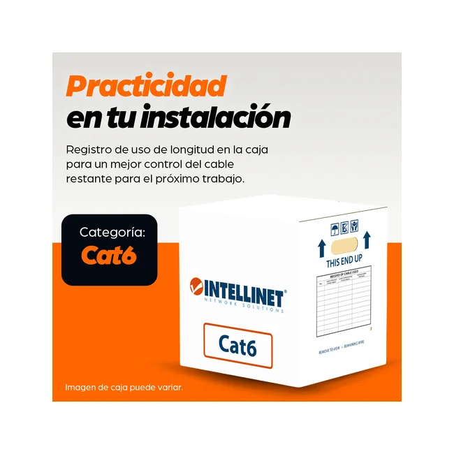 Intellinet BOBINA CABLE UTP DE RED CAT6 CCA ROLLO 305M SOLIDA GRIS, PyME image 15