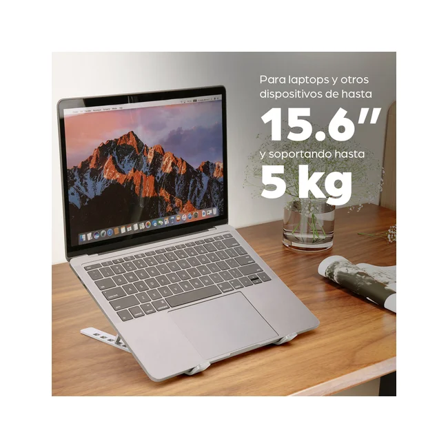 Manhattan Soporte ergonómico, plegable en siete posiciones, para laptops y otros dispositivos de hasta 15.6" y 5 kg (11 lbs.), ligero, aluminio de alta calidad, ventilado, color plateado image 18