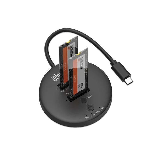 Manhattan Estación de acoplamiento y clonación de SSD M.2 NVMe. Base para duplicar o acceder a unidades M.2, con cable integrado USB-C SuperSpeed+ a 10 Gbps (USB 3.2 Gen 2), para unidades SSD 2230/2242/2260/2280/22110 con llave M o llave B+M, negro image 11