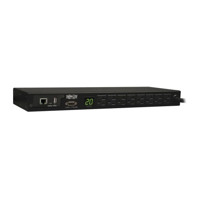 Tripp Lite PDUMNH20 PDU Monitoreable Monofásico 1.9kW, de 120V, 8 Tomacorrientes 5-15/20R, Adaptador L5-20P/5-20P, Cable de 3.66 m [12 pies], Interfaz de Plataforma LX, para Instalación 1U en Rack, TAA