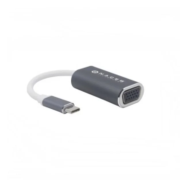 Naceb Technology NA-0110 adaptador de cable de vídeo USB Tipo C VGA (D-Sub) Gris, Blanco