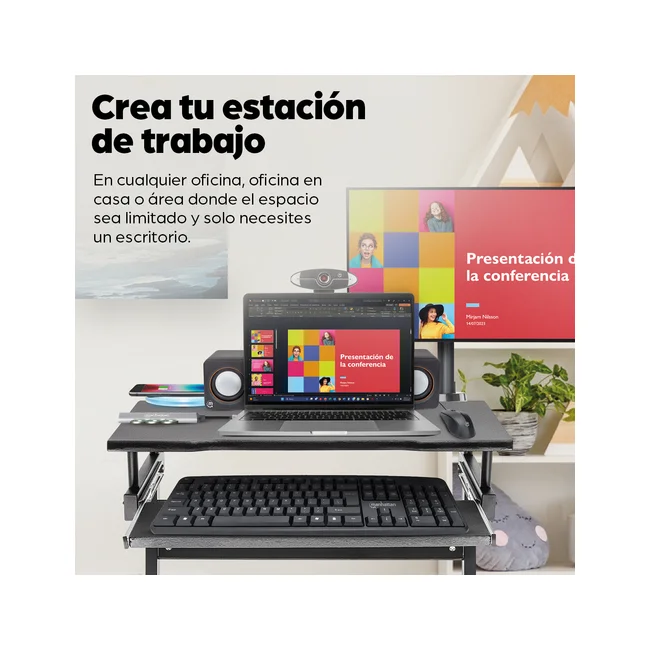 Manhattan Escritorio compacto para computadora, con bandeja deslizable para teclado image 15