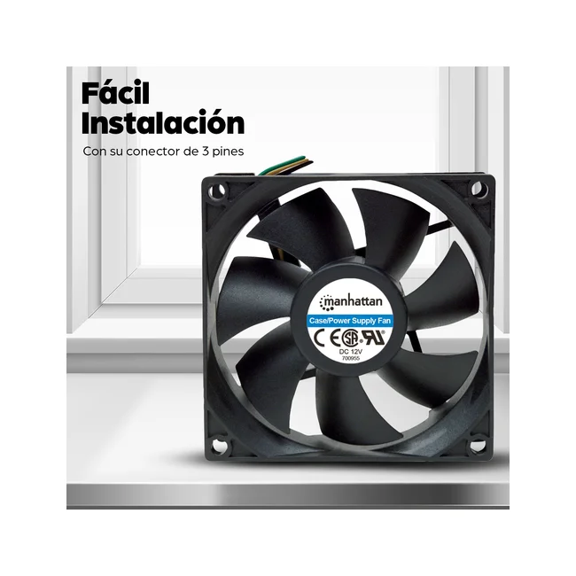 Manhattan 700955 sistema de refrigeración de computadora Gabinete de la computadora Ventilador 8 cm Negro 1 pieza(s) image 11