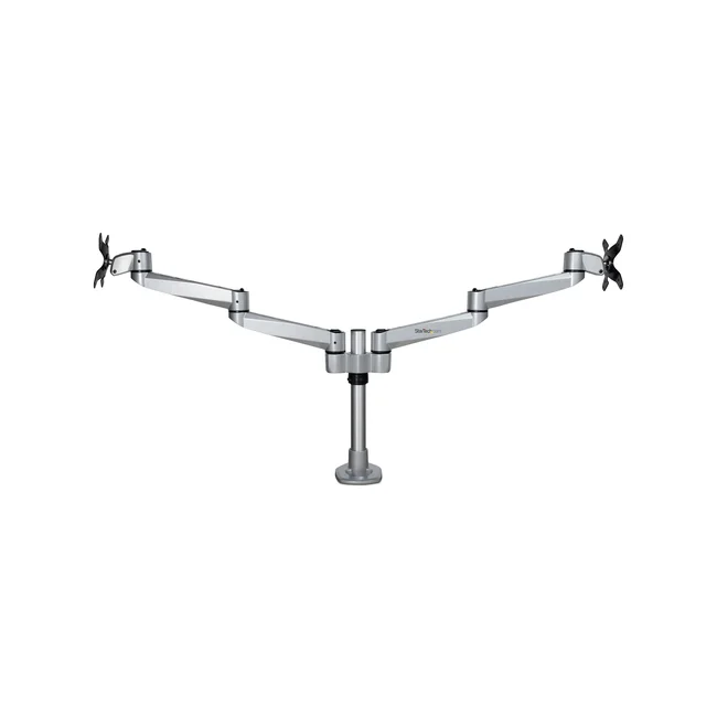 StarTech.com Brazo Articulado Prémium para Dos Monitores de hasta 30" - Soporte VESA de Altura Ajustable - Montaje Mordaza/Ojal en Escritorio - con Rotación, Inclinación y Giro - Plata image 8