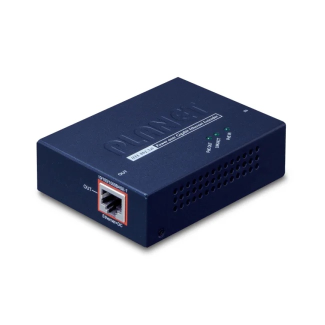 PLANET POE-E201 extensor de red Transmisor y receptor de red Azul
