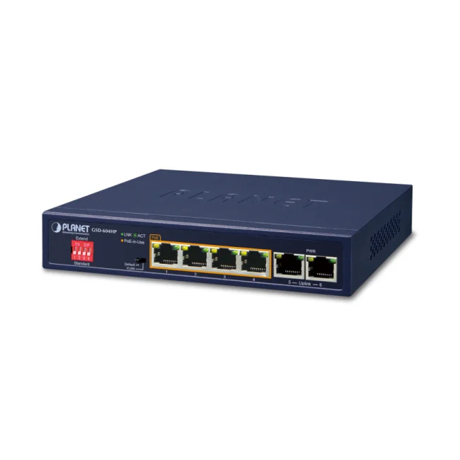 PLANET GSD-604HP dispositivo de redes No administrado Gigabit Ethernet (10/100/1000) Energía sobre Ethernet (PoE) Azul