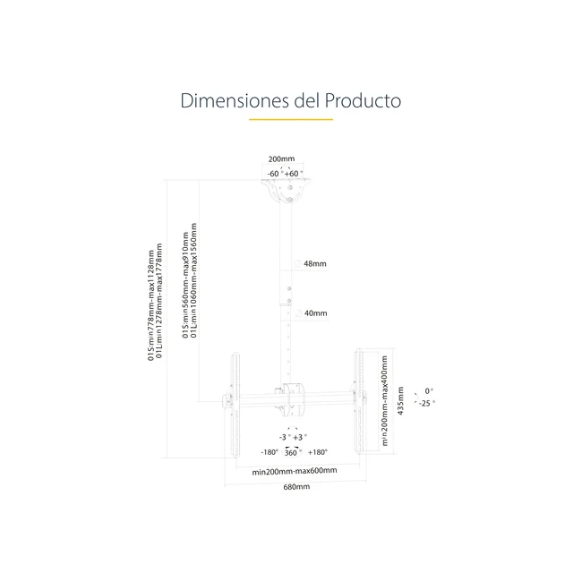 StarTech.com Soporte de Techo para TV - Mástil de 3,5' a 5' image 19