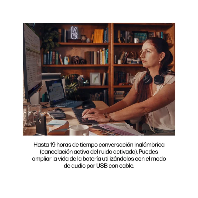 HP Poly Auriculares USB-C-C Poly Voyager Focus 2 con certificación para Microsoft Teams + adaptador USB-C/A + soporte de carga image 8
