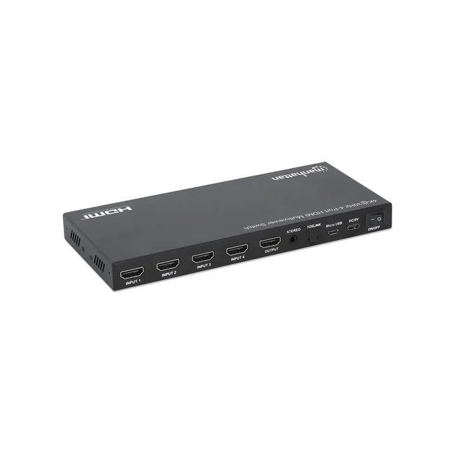 Manhattan Proyecta hasta cuatro fuentes de entrada HDMI en una pantalla de salida HDMI (4x1), múltiples opciones de visualización, incluidas imagen en imagen y pantalla doble/cuádruple, botón o control remoto, audio de 3,5 mm y Toslink, negro image 4