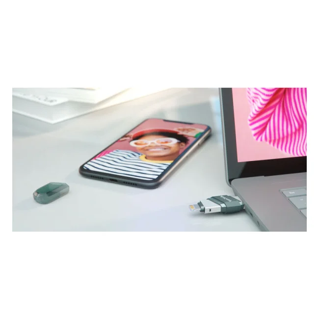 SanDisk iXpand Flash Drive Flip unidad flash USB 256 GB USB Type-A / Lightning 3.2 Gen 1 (3.1 Gen 1) Gris, Plata, Transparente image 16