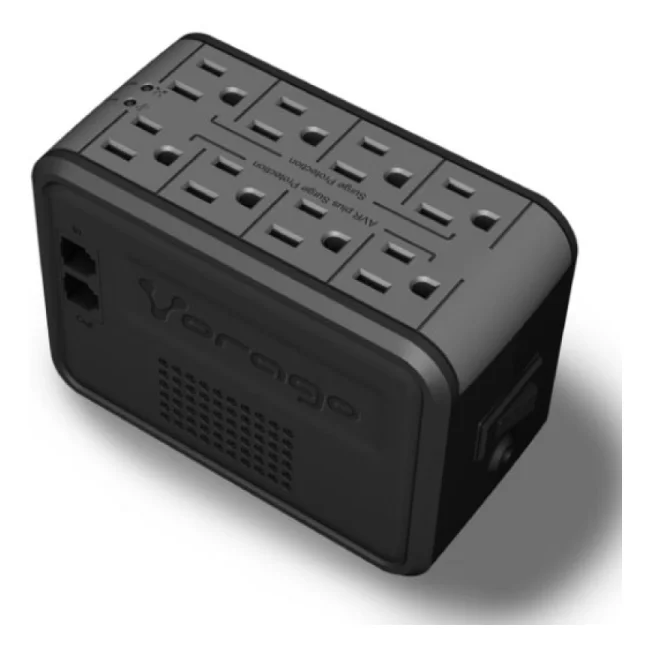 Vorago AVR-100 regulador de voltaje 8 salidas AC Negro