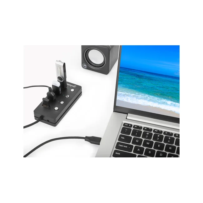 Manhattan 180887 base para laptop o replicador de puertos USB 3.2 Gen 1 (3.1 Gen 1) Type-A Negro image 7