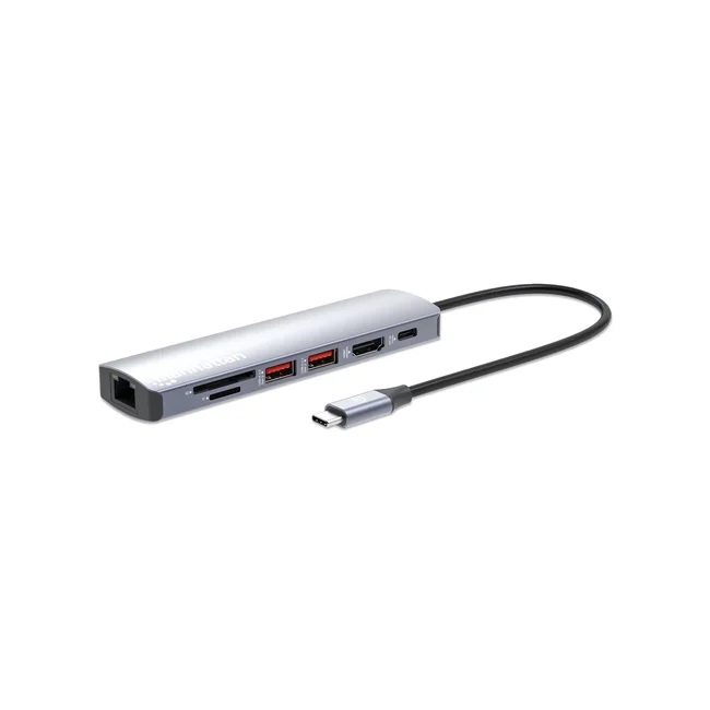 Manhattan Estación Docking USB-C con lector de tarjetas, 7 en 1 image 2