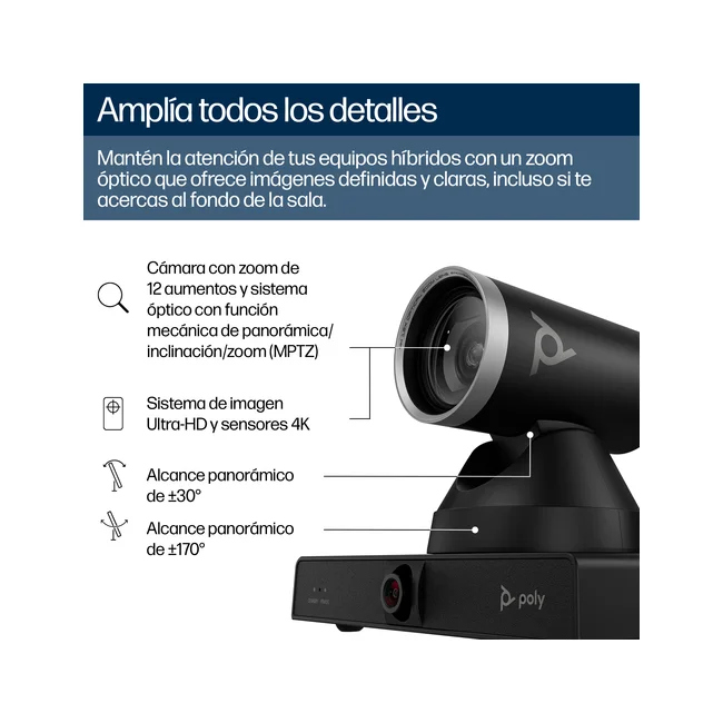 HP Poly Cámara inteligente MPTZ 4K Poly Studio E60 con zoom óptico de 12x image 11