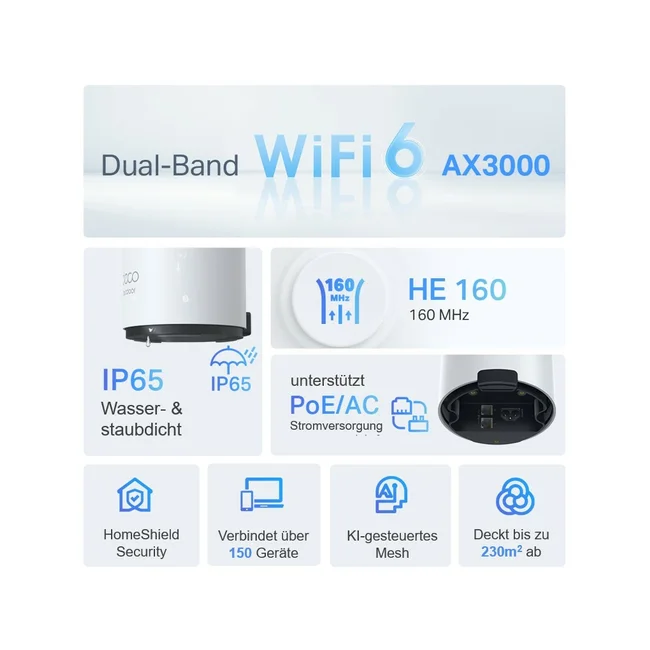 TP-Link Deco X50-Outdoor Doble banda (2,4 GHz / 5 GHz) Wi-Fi 6 (802.11ax) Blanco 1 Interno image 8