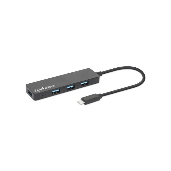 Manhattan Hub USB 3.2 Gen 1 de 4 puertos USB-A USB 3.2 Gen 1, de Tipo-C macho a 4 conectores Tipo A hembra, velocidad de transferencia hasta 5 Gbps, energía por medio del bus, negro image 3