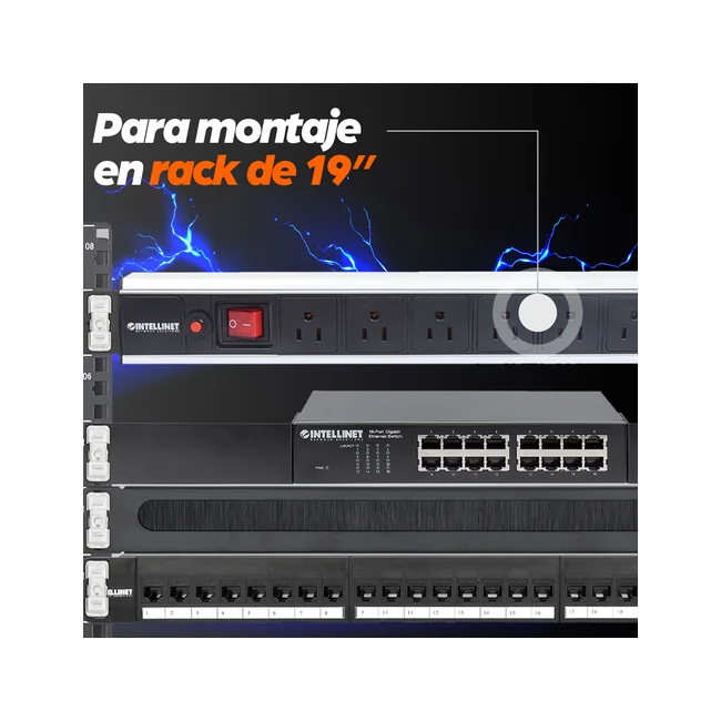 Intellinet Barra multicontacto con 8 salidas para montaje en 1U de rack de 19" - Tipo EU image 17