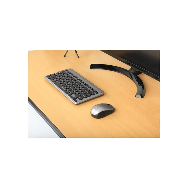 Manhattan Un solo receptor USB-A Nano para ambos, teclado inalámbrico con 12 teclas multimedia/función, mouse óptico ambidiestro con tres botones y rueda de desplazamiento, 1200 ppp, negro/plateado image 5