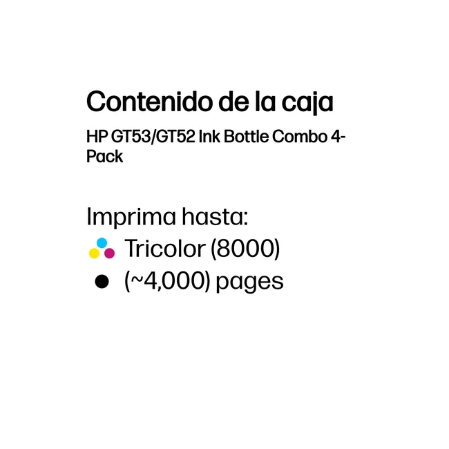 HP Combo de botella de tinta GT53/GT52, pack de 4 image 5