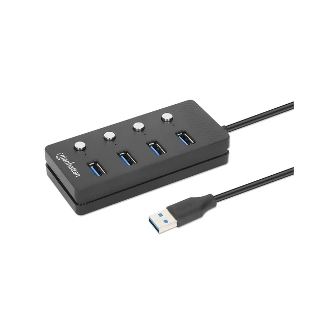 Manhattan 180887 base para laptop o replicador de puertos USB 3.2 Gen 1 (3.1 Gen 1) Type-A Negro