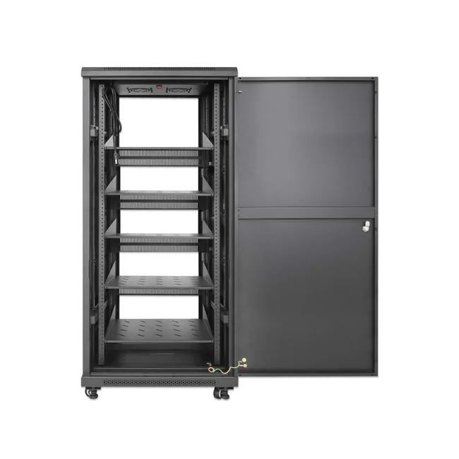 Intellinet Gabinete 19" Pro Line con extractores de aire, 27U, Frente de 600 mm, unidad de ventilación con dos extractores de aire instalados en el techo, profundidad de 600 mm, Ensamblado, negro RAL 9004. Profundidad de instalación útil: ajustable de 150 a 500 mm (5.91 a 19.69 pulg.) image 10