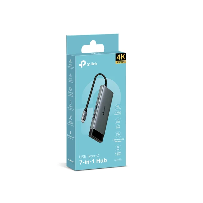 TP-Link UH7021C nodo concentrador USB Tipo C 5000 Mbit/s Aluminio, Negro image 5