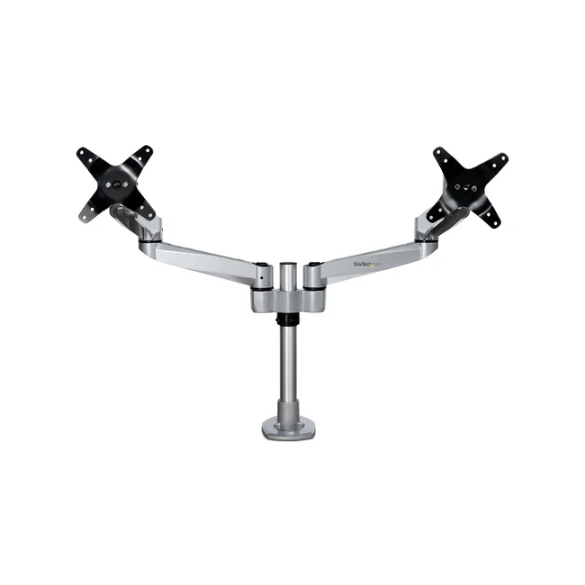 StarTech.com Brazo Articulado Prémium para Dos Monitores de hasta 30" - Soporte VESA de Altura Ajustable - Montaje Mordaza/Ojal en Escritorio - con Rotación, Inclinación y Giro - Plata image 6