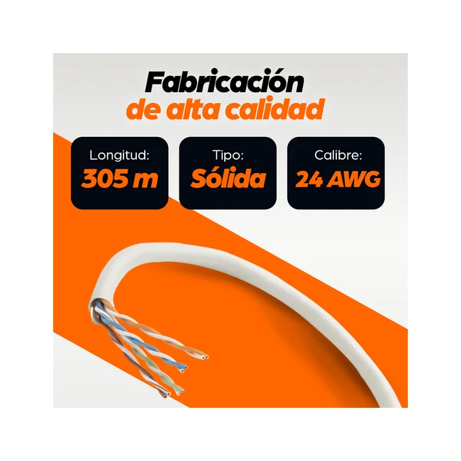 Intellinet BOBINA CABLE UTP DE RED CAT5E COBRE ROLLO 305M SOLIDA GRIS image 8