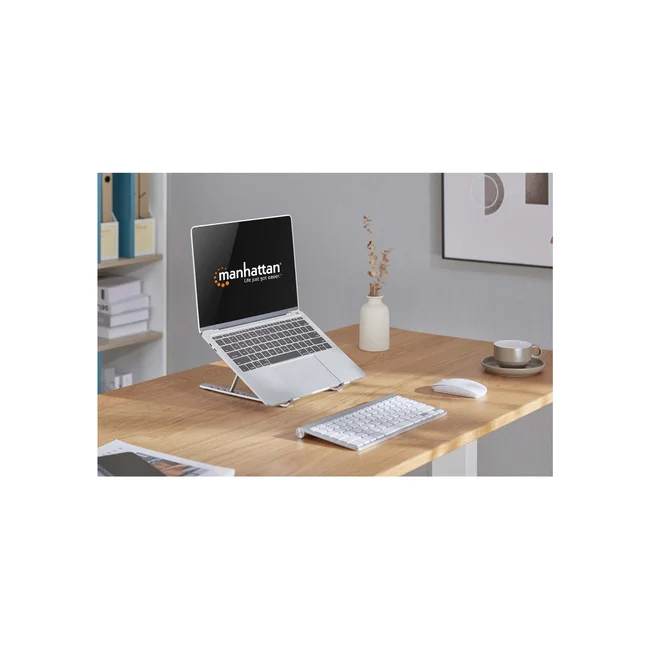Manhattan Soporte ergonómico, plegable en seis posiciones, para laptops y otros dispositivos de hasta 15.6" y 5 kg, ligero, aluminio de alta calidad con revestimiento UV, ventilado, plata image 6