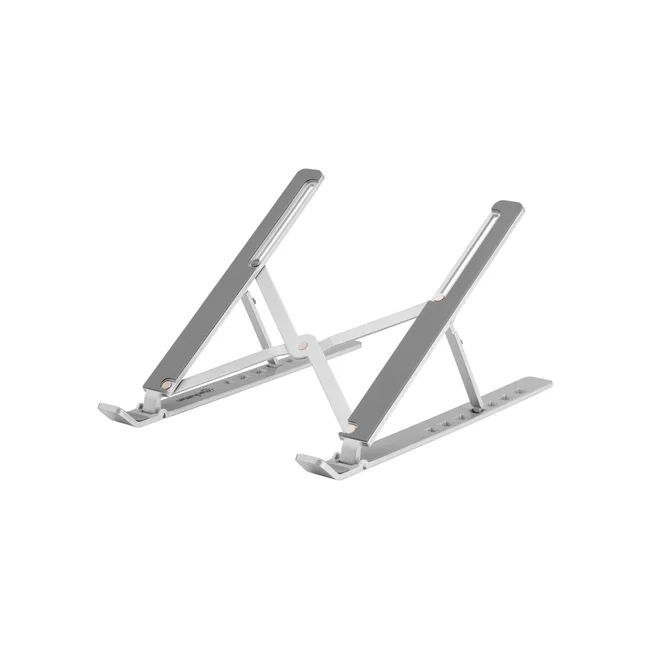Manhattan Soporte ergonómico, plegable en siete posiciones, para laptops y otros dispositivos de hasta 15.6" y 5 kg (11 lbs.), ligero, aluminio de alta calidad, ventilado, color plateado