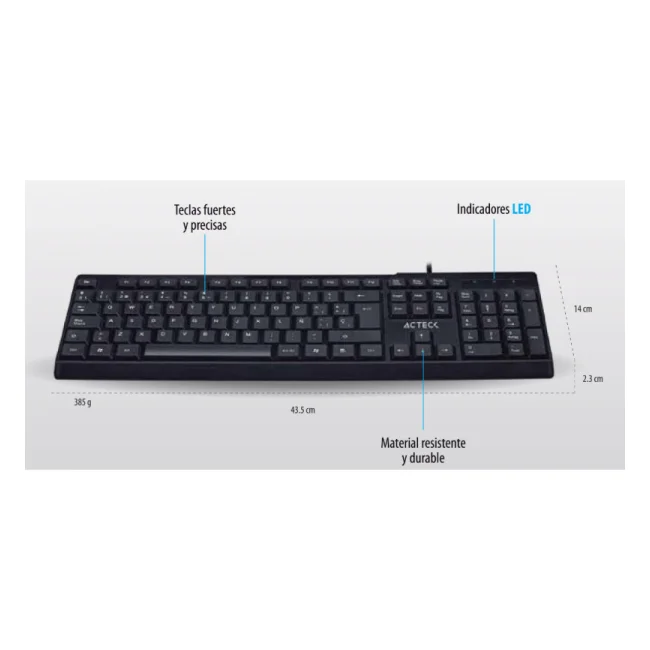 Acteck AC-928946 teclado USB Negro image 4