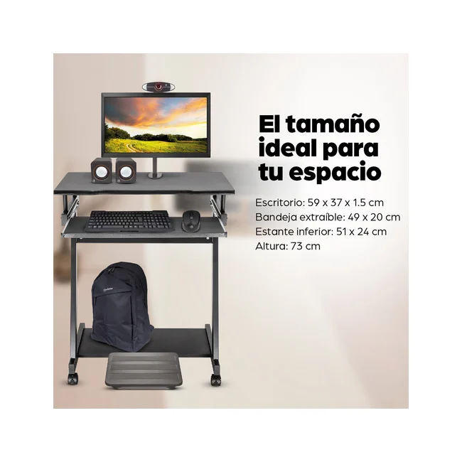 Manhattan Escritorio compacto para computadora, con bandeja deslizable para teclado image 16