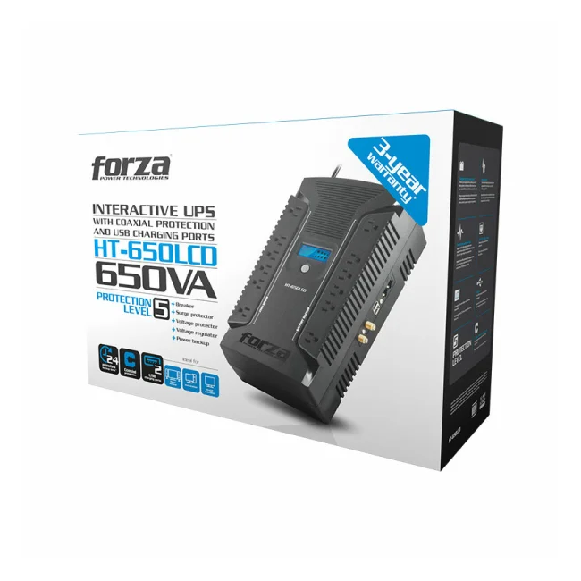 Forza Power Technologies HT-650LCD sistema de alimentación ininterrumpida (UPS) Línea interactiva 0.65 kVA 390 W 12 salidas AC image 12