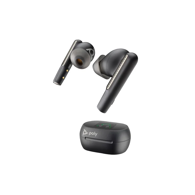 HP Poly Audífonos Poly Voyager Free 60+ UC M, negro carbón + adaptador BT700 USB-C + estuche de carga con pantalla táctil