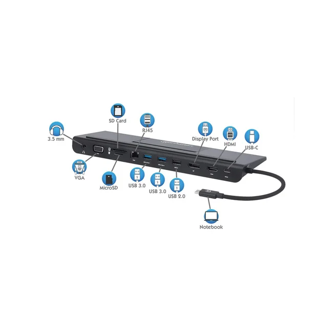Manhattan Docking station de USB-C a 11 puertos, para tres monitores, con MST image 19