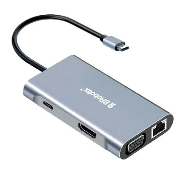 BRobotix 6001202 base para laptop o replicador de puertos Alámbrico USB 3.2 Gen 1 (3.1 Gen 1) Type-C Negro, Plata image 6